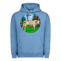 Pigment Pebble Blue Christmas Charolais Bull And Barnyard Urban Hoodie - RanaPortraitStore
