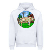 White Christmas Charolais Bull And Barnyard Urban Hoodie - RanaPortraitStore