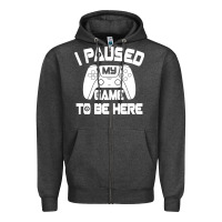 Charcoal Heather i paused my game to be here Zipper Hoodie - linhVisuals