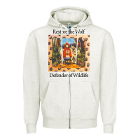Oatmeal Heather restore the wolf defenders of wildlife Zipper Hoodie - linhVisuals
