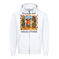 White restore the wolf defenders of wildlife Zipper Hoodie - linhVisuals