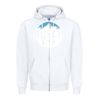 White premium busch Zipper Hoodie - linhVisuals