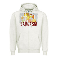 Oatmeal Heather sadgasm Zipper Hoodie - linhVisuals