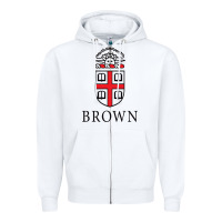 White brown university Zipper Hoodie - linhVisuals