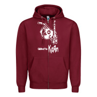 Burgundy k o r n classic Zipper Hoodie - linhVisuals