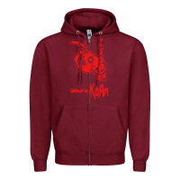 Burgundy k o r n classic Zipper Hoodie - linhVisuals