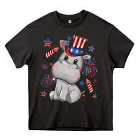 Asphalt fourth of july hippopotamus Heavy Core Tee - CowGirlArtShop
