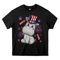Black fourth of july hippopotamus Heavy Core Tee - CowGirlArtShop