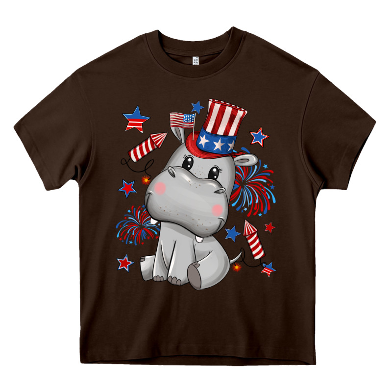 Fourth Of July Hippopotamus Heavy Core Tee by CowGirlArtShop | Teevron