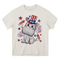 Cream fourth of july hippopotamus Heavy Core Tee - CowGirlArtShop