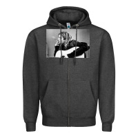 Charcoal Heather kurt smoking Zipper Hoodie - linhVisuals