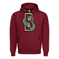 Burgundy brown university Zipper Hoodie - linhVisuals