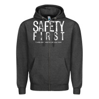 Charcoal Heather safety first science teacher Zipper Hoodie - linhVisuals