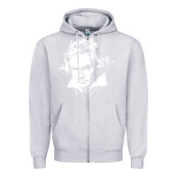 Heather Grey beethoven Zipper Hoodie - linhVisuals