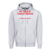 Heather Grey my train of thought derailed Zipper Hoodie - linhVisuals