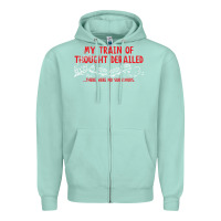 Seafoam my train of thought derailed Zipper Hoodie - linhVisuals