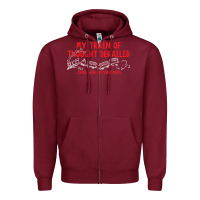 Burgundy my train of thought derailed Zipper Hoodie - linhVisuals