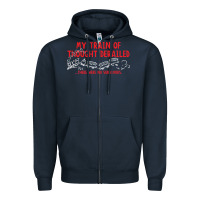 Navy my train of thought derailed Zipper Hoodie - linhVisuals