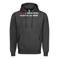 Charcoal Heather pain is weakness leaving the body Zipper Hoodie - linhVisuals