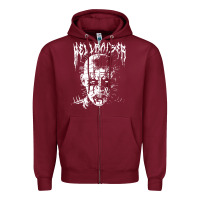 Burgundy black metal pinhead Zipper Hoodie - linhVisuals
