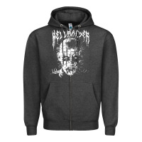 Charcoal Heather black metal pinhead Zipper Hoodie - linhVisuals