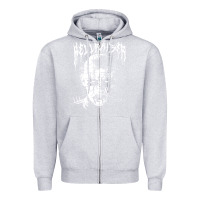 Heather Grey black metal pinhead Zipper Hoodie - linhVisuals
