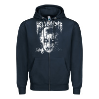 Navy black metal pinhead Zipper Hoodie - linhVisuals