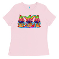 Bubblegum Pink Pride cupcake Ladies Tee - FaDigitalArtStudio