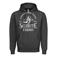 Charcoal Heather schrute farms Zipper Hoodie - linhVisuals