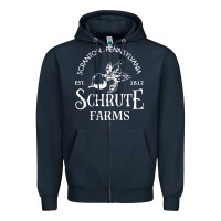 Navy schrute farms Zipper Hoodie - linhVisuals
