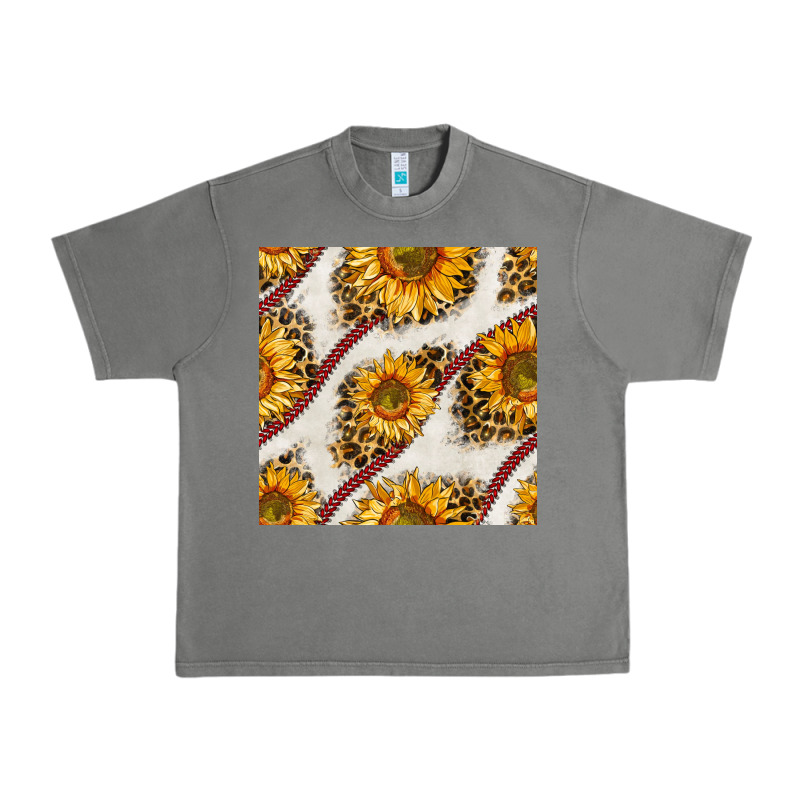 Baseball Sunflowers And Leopard Seamless Pattern Urban Heavy Tee by BundleAndBundleShop | Teevron
