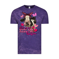 Cloud Purple Valentine's Day Shut Up And Kiss Me Heifer Holstein Cow Vintage Tee - FaDigitalArtStudio