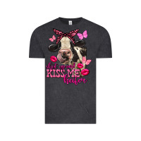 Vintage Black Valentine's Day Shut Up And Kiss Me Heifer Holstein Cow Vintage Tee - FaDigitalArtStudio
