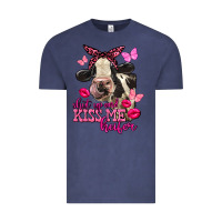 Vintage Denim Valentine's Day Shut Up And Kiss Me Heifer Holstein Cow Vintage Tee - FaDigitalArtStudio