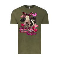 Vintage Olive Valentine's Day Shut Up And Kiss Me Heifer Holstein Cow Vintage Tee - FaDigitalArtStudio