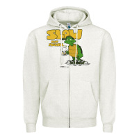Oatmeal Heather slow but mellow crazy Zipper Hoodie - linhVisuals