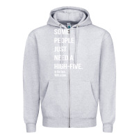 Heather Grey some people need a high five Zipper Hoodie - linhVisuals