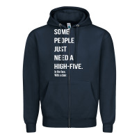 Navy some people need a high five Zipper Hoodie - linhVisuals