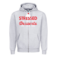 Heather Grey stressed is desserts spelled backwards Zipper Hoodie - linhVisuals