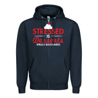 Navy stressed is desserts spelled backwards Zipper Hoodie - linhVisuals