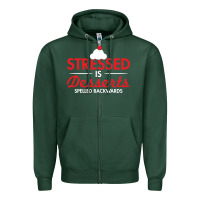 Sports Green stressed is desserts spelled backwards Zipper Hoodie - linhVisuals