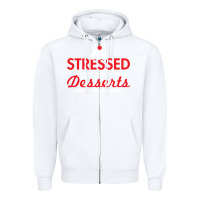 White stressed is desserts spelled backwards Zipper Hoodie - linhVisuals