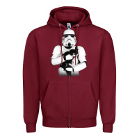 Burgundy stormtrooper cat Zipper Hoodie - linhVisuals