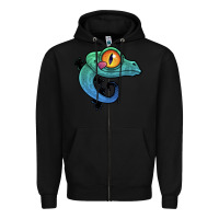 Black cute colorful cartoon gecko Zipper Hoodie - linhVisuals
