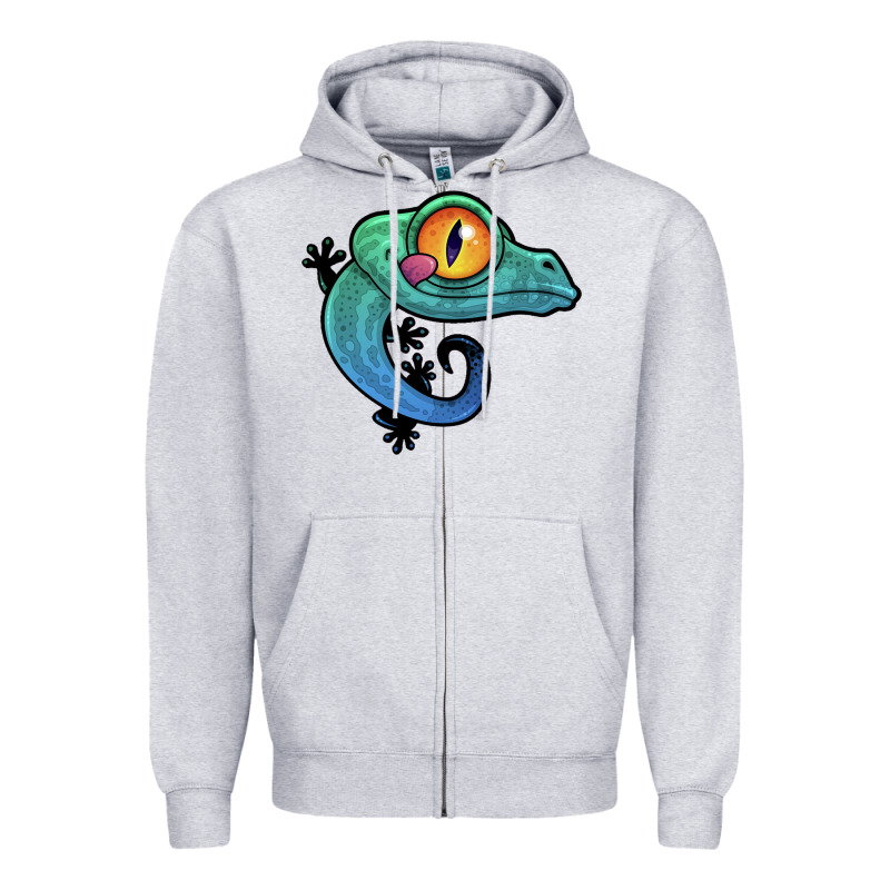Cute Colorful Cartoon Gecko Zipper Hoodie by linhVisuals | Teevron
