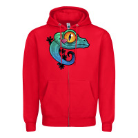 Red cute colorful cartoon gecko Zipper Hoodie - linhVisuals
