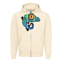 Sandshell cute colorful cartoon gecko Zipper Hoodie - linhVisuals