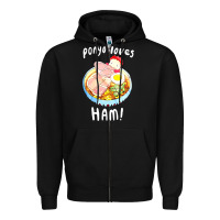 Black studio ghibli ponyo loves ham Zipper Hoodie - linhVisuals