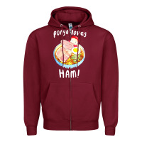 Burgundy studio ghibli ponyo loves ham Zipper Hoodie - linhVisuals