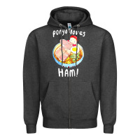 Charcoal Heather studio ghibli ponyo loves ham Zipper Hoodie - linhVisuals